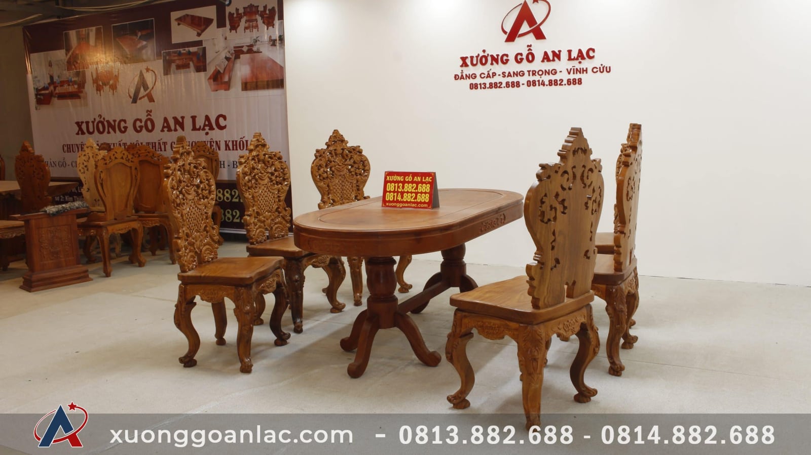 Bộ bàn ăn khuôn tranh bầu dục 6 ghế louis tựa cong gỗ hương đá cao cấp (Anh Tuấn, Hưng Yên) 3 Bộ bàn ăn khuôn tranh bầu dục 6 ghế louis tựa cong gỗ hương đá cao cấp (Anh Tuấn, Hưng Yên) - Ảnh 3