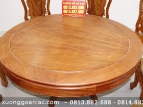 Bộ bàn tròn khuôn tranh gỗ hương đá cao cấp 8 ghế Louis hoa hồng 13 Bộ bàn khuôn tranh hương đá 8 ghế luois hoa hồng (1)