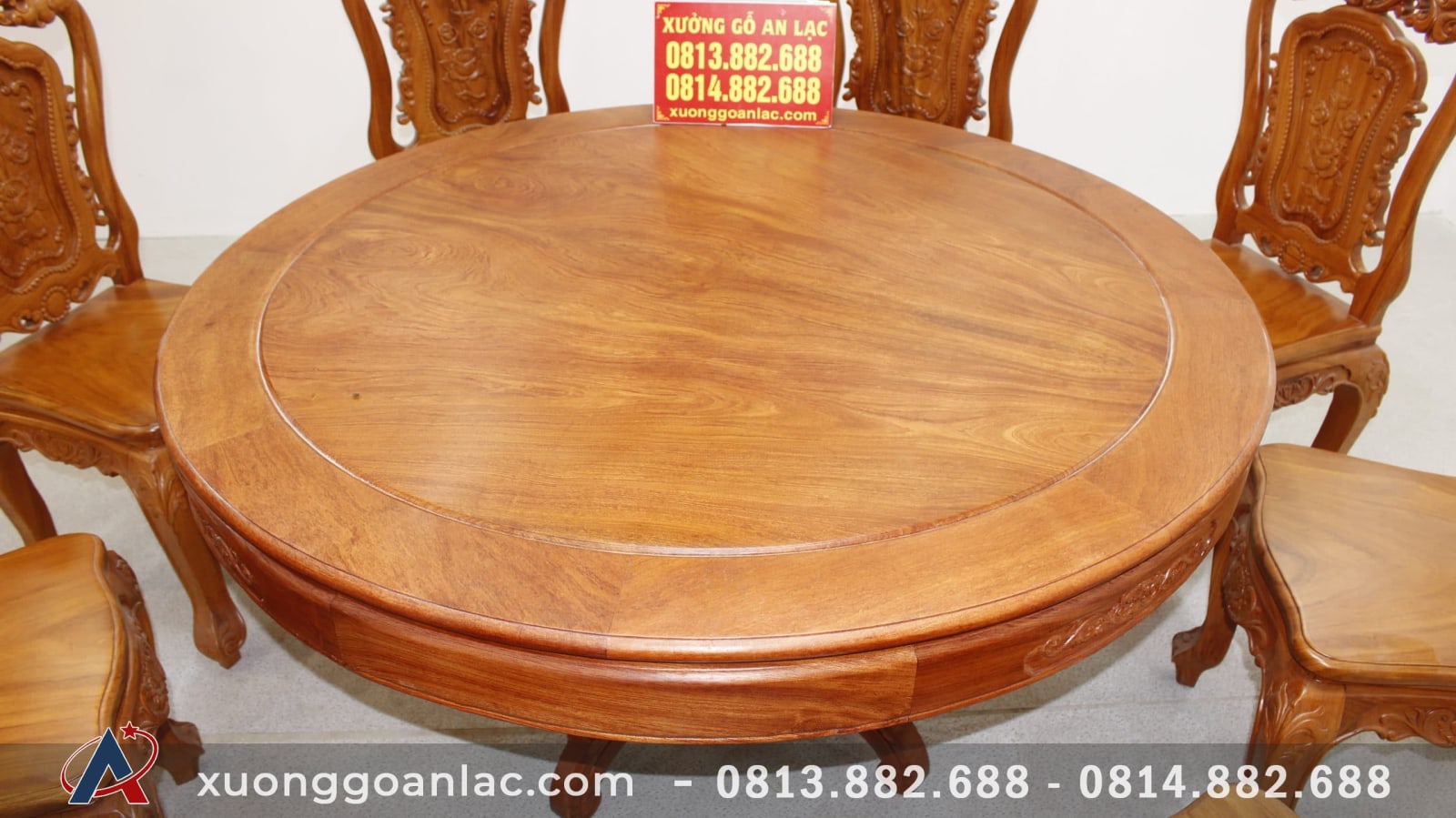 Bộ bàn tròn khuôn tranh gỗ hương đá cao cấp 8 ghế Louis hoa hồng 5 Bộ bàn khuôn tranh hương đá 8 ghế luois hoa hồng (1)