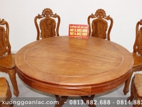 Bộ bàn tròn khuôn tranh gỗ hương đá cao cấp 8 ghế Louis hoa hồng 14 Bộ bàn khuôn tranh hương đá 8 ghế luois hoa hồng (1)