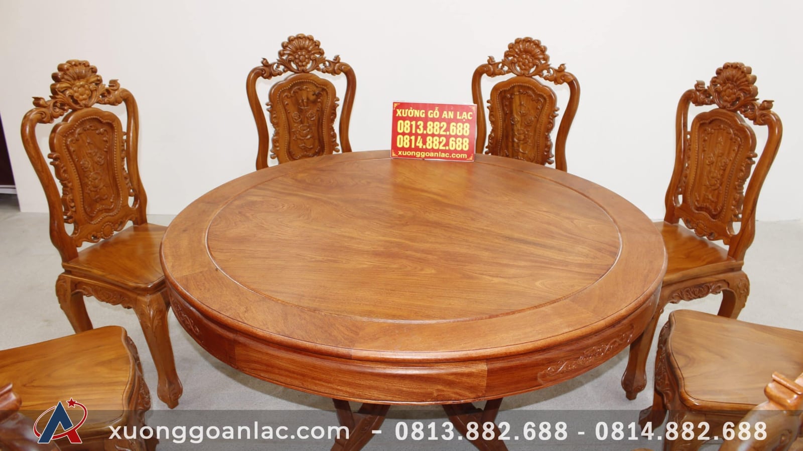Bộ bàn tròn khuôn tranh gỗ hương đá cao cấp 8 ghế Louis hoa hồng 6 Bộ bàn khuôn tranh hương đá 8 ghế luois hoa hồng (1)