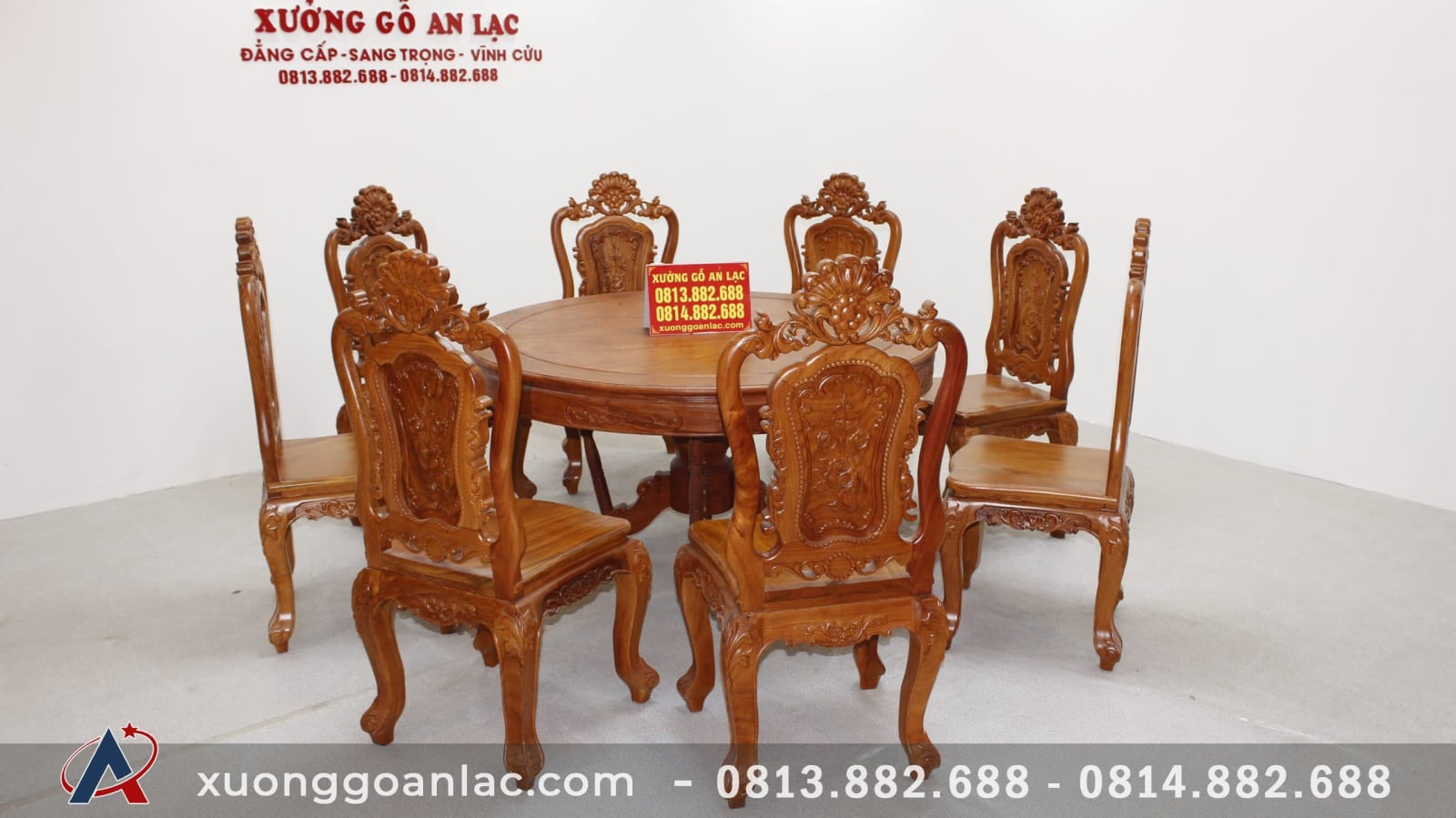 Bộ bàn tròn khuôn tranh gỗ hương đá cao cấp 8 ghế Louis hoa hồng 2 Bộ bàn khuôn tranh hương đá 8 ghế luois hoa hồng (1)