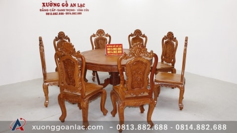 Cấu trúc gỗ thích hợp làm nội thất cao cấp gỗ  tự nhiên 14 Bộ bàn khuôn tranh hương đá 8 ghế luois hoa hồng (1)