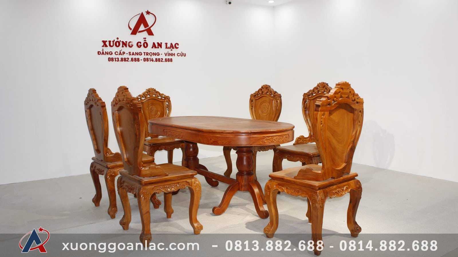 Bộ bàn ăn 6 ghế louis gỗ hương đá cao cấp 28 bộ bàn ăn 6 ghế