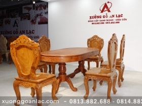 Bộ bàn ăn 6 ghế louis gỗ hương đá cao cấp 14 bộ bàn ăn hương đá cao cấp