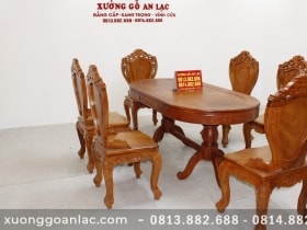 Bộ bàn ăn 6 ghế louis gỗ hương đá cao cấp 16 bộ bàn ăn hương đá cao cấp