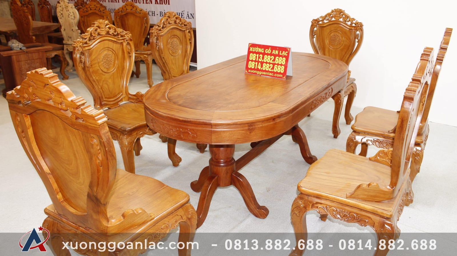 Bộ bàn ăn 6 ghế louis gỗ hương đá cao cấp 7 bộ bàn ăn hương đá cao cấp