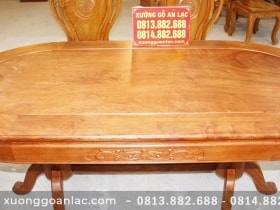 Bộ bàn ăn 6 ghế louis gỗ hương đá cao cấp 18 mặt bàn hương đá vân siêu vip