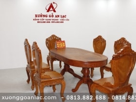 Bộ bàn ăn 6 ghế louis gỗ hương đá cao cấp 21 bộ bàn ăn hương đá louis hoa lá tây có tay giá rẻ