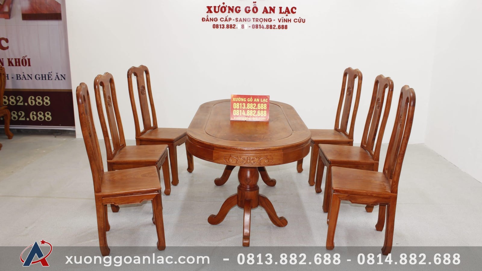 Bộ bàn ăn bầu dục 6 ghế chữ thọ gỗ hương đá cực vip 2 Bộ bàn ăn bầu dục 6 ghế chữ thọ gỗ hương đá cực vip - Ảnh 2