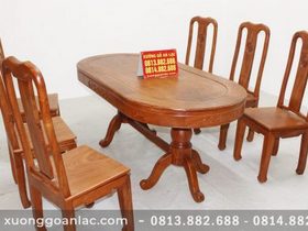 Bộ bàn ăn bầu dục 6 ghế chữ thọ gỗ hương đá cực vip 13 bộ bàn ăn hương đá 21tr