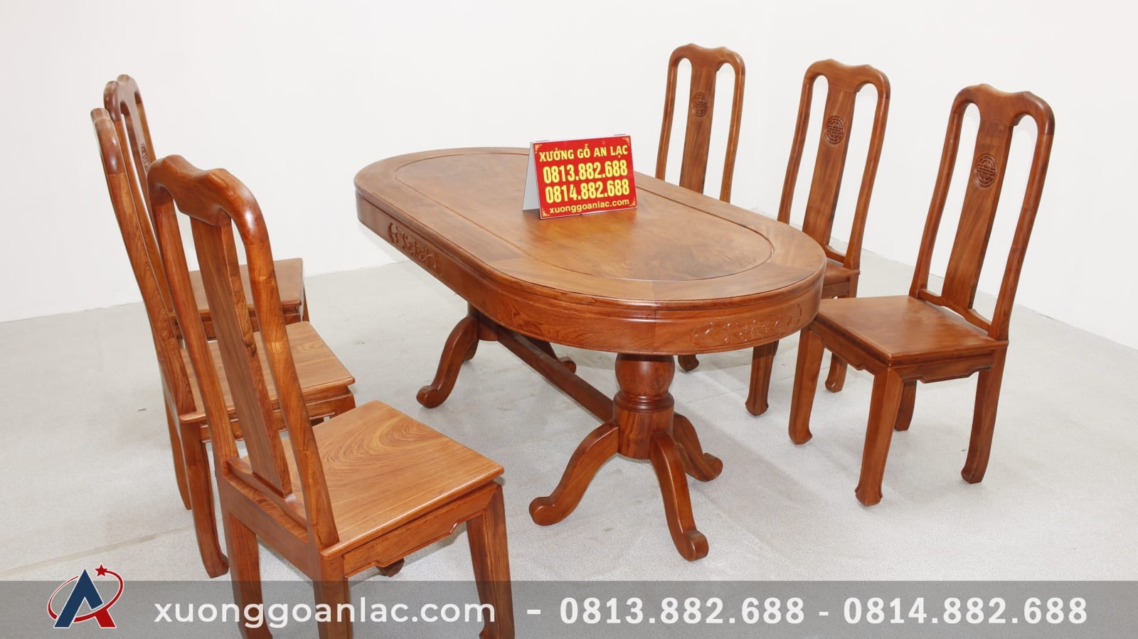 Bộ bàn ăn bầu dục 6 ghế chữ thọ gỗ hương đá cực vip 4 bộ bàn ăn hương đá 21tr