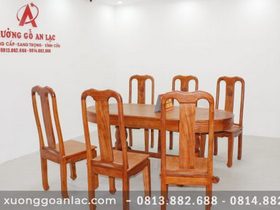 Bộ bàn ăn bầu dục 6 ghế chữ thọ gỗ hương đá cực vip 16 bộ bàn ăn hương đá 21tr