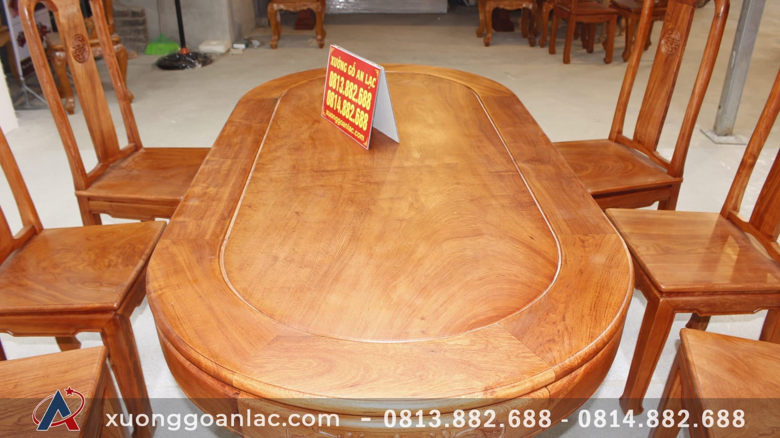 Bộ bàn ăn bầu dục 6 ghế chữ thọ gỗ hương đá cực vip 10 bàn hương đá 9tr
