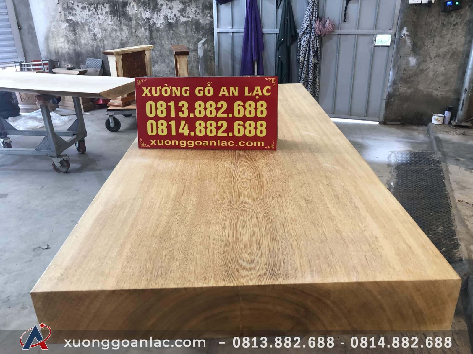 Bàn ăn nguyên khối gõ đỏ 219x96x16cm anh Hoàn ở Bỉm Sơn - Thanh Hóa 6 bàn ăn nguyên khối mộc