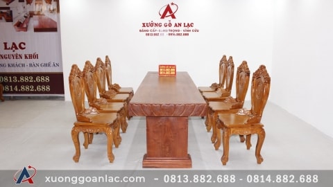 Tại sao sofa gỗ, bàn ghế gỗ nguyên khối ngày càng được ưa chuộng? 4 bo ban an huong da hoa la tay 8 ghe 6 scaled