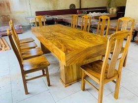Bàn ăn đóng hộp gỗ cẩm vàng 10 ghế ( Anh Tuấn - Hòa Bình )