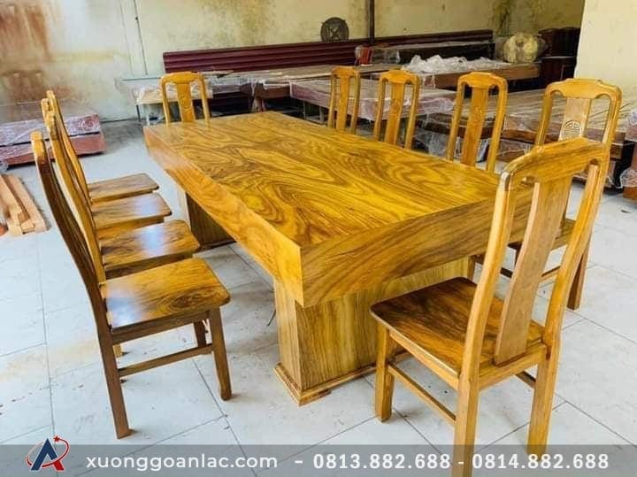 Bộ bàn ăn đóng hộp gỗ cẩm vàng 10 ghế (Anh Tuấn, Hòa Bình) 4 Bàn ăn đóng hộp gỗ cẩm vàng 10 ghế