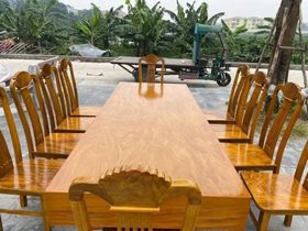 Bàn ăn hộp 10 ghế gỗ cẩm vàng ( Bác Định - Hà Nội )