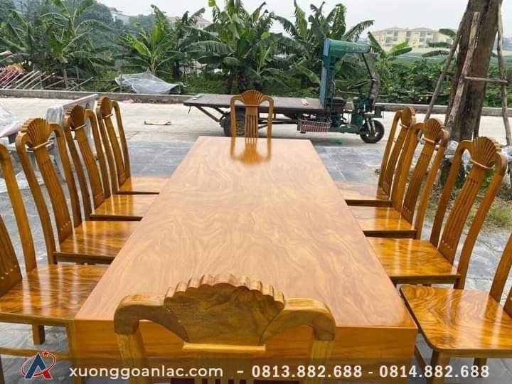 Bộ bàn ăn đóng hộp 10 ghế gỗ cẩm vàng (Bác Định, Hà Nội) 4 Bàn ăn hộp 10 ghế gỗ cẩm vàng