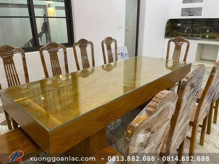 Bộ bàn ăn đóng hộp 10 ghế gỗ cẩm vàng hàng kỹ (Anh Tuyển, Hải Dương) 4 Bàn ăn đóng hộp gỗ cẩm vàng