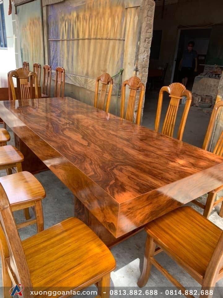 Bộ bàn ăn đóng hộp 10 ghế gỗ hương xám (Bác Quang, Hưng Yên) 4 Bộ bàn ăn đóng hộp hương xám