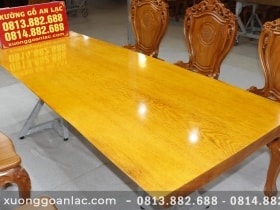 Bộ bàn ăn 6 ghế gõ đỏ mặt bàn nguyên khối 220x85x6cm 19 Mặt bàn phe cạnh tự nhiên