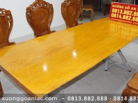 Bộ bàn ăn 6 ghế gõ đỏ mặt bàn nguyên khối 220x85x6cm 18 mặt bàn gỗ gõ đỏ