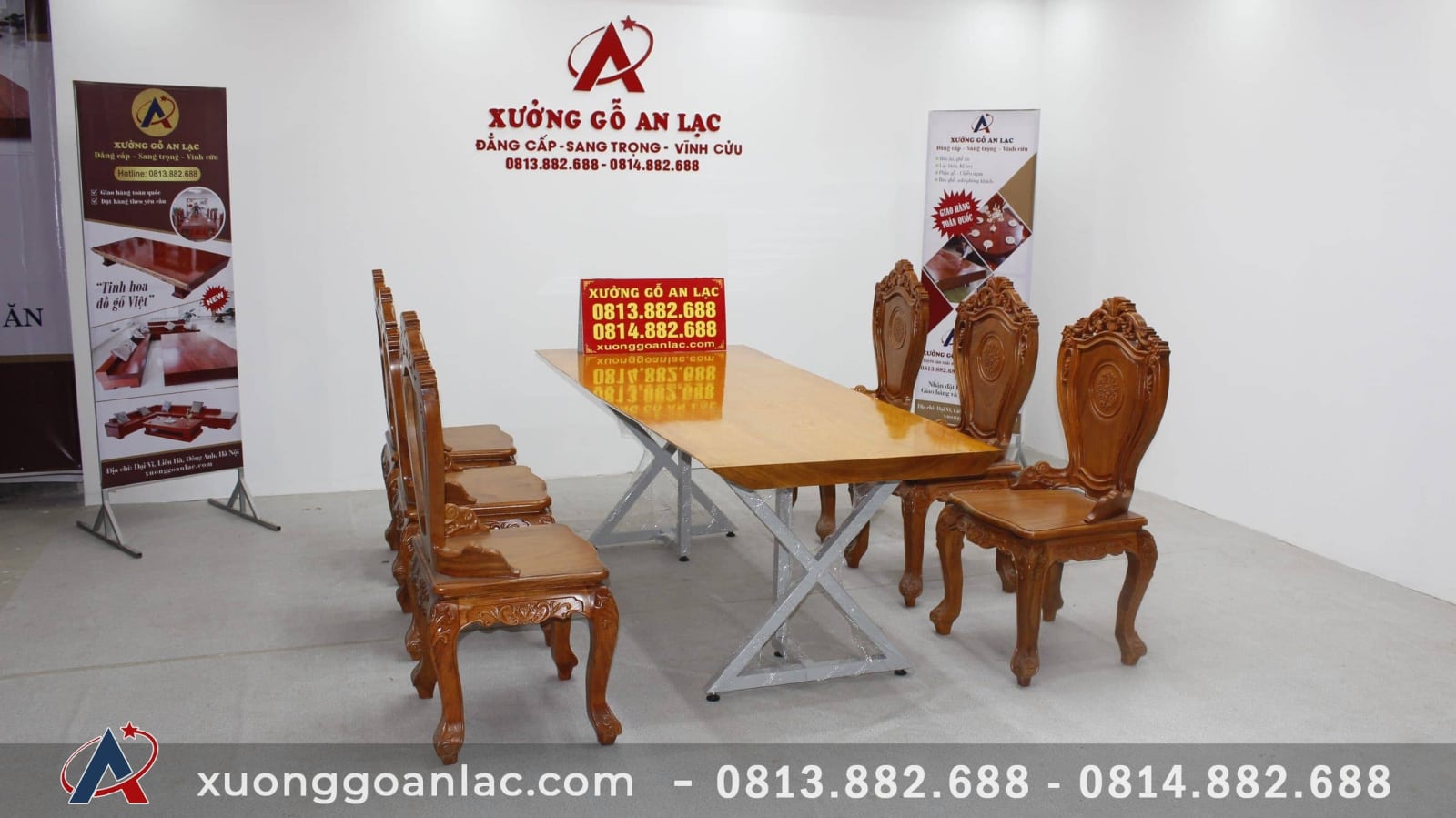 Bộ bàn ăn 6 ghế gõ đỏ mặt bàn nguyên khối 220x85x6cm 9 bàn ăn nguyên khối hàng tuyển