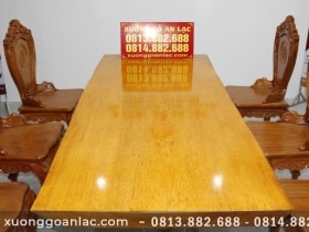 Bộ bàn ăn 6 ghế gõ đỏ mặt bàn nguyên khối 220x85x6cm 20 bàn ăn gỗ gõ đỏ cao cấp