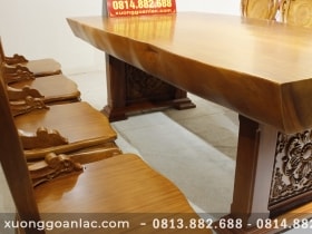 Bộ bàn ăn nguyên khối gỗ cẩm hồng 8 ghế louis có tay gỗ gõ đỏ (Anh Khoa, Trà Vinh) 33 bàn ghế ăn cao cấp