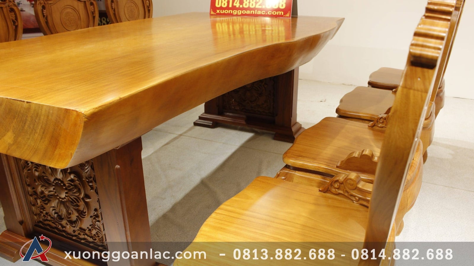 Bộ bàn ăn nguyên khối gỗ cẩm hồng 8 ghế louis có tay gỗ gõ đỏ (Anh Khoa, Trà Vinh) 11 bàn ăn gỗ cao cấp