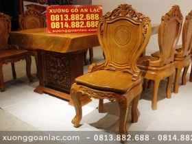 Bộ bàn ăn nguyên khối gỗ cẩm hồng 8 ghế louis có tay gỗ gõ đỏ (Anh Khoa, Trà Vinh) 31 Ghế ăn louis có tay nhỏ gỗ gõ đỏ
