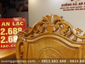 Bộ bàn ăn 6 ghế gõ đỏ mặt bàn nguyên khối 220x85x6cm 31 ghế louis chương hoa lá tây