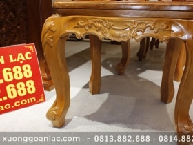 Bộ bàn ăn 6 ghế gõ đỏ mặt bàn nguyên khối 220x85x6cm 28 chân ghế cũng được đục hoa văn tỷ mỉ