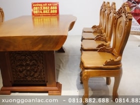 Bộ bàn ăn nguyên khối gỗ cẩm hồng 8 ghế louis có tay gỗ gõ đỏ (Anh Khoa, Trà Vinh) 42 mẫu bàn nguyên khối giữ phe
