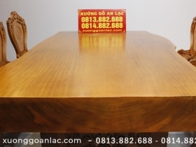 Bộ bàn ăn nguyên khối gỗ cẩm hồng 8 ghế louis có tay gỗ gõ đỏ (Anh Khoa, Trà Vinh) 41 mặt bàn nguyên khối cẩm hồng