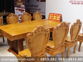 Bộ bàn ăn nguyên khối gỗ cẩm hồng 8 ghế louis có tay gỗ gõ đỏ (Anh Khoa, Trà Vinh) 40 bộ bàn ăn 8 ghế