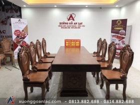 Bộ bàn ghế ăn nguyên khối gỗ gõ đỏ 8 ghế louis (Anh Tuấn, Lương Sơn - Hòa Bình) 40 Bộ bàn ghế ăn gõ đỏ nguyên khối