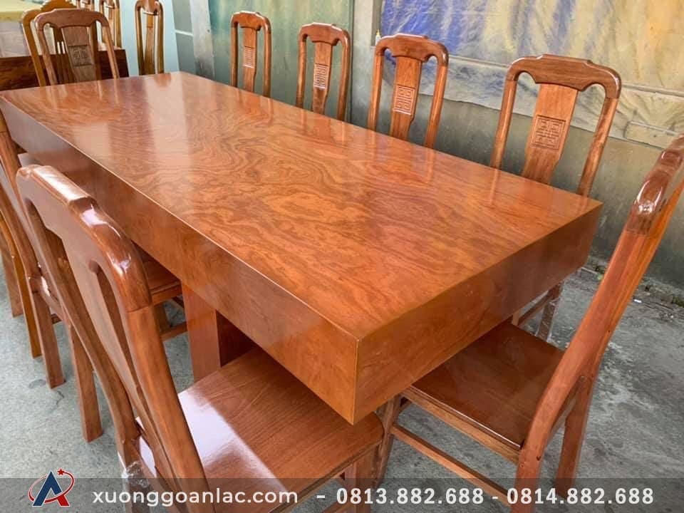 Bộ bàn ăn đóng hộp gỗ gõ đỏ 10 ghế (Cô Thúy, Hòa Bình) 1 bộ bàn ăn gõ đỏ nguyên khối hộp (2)