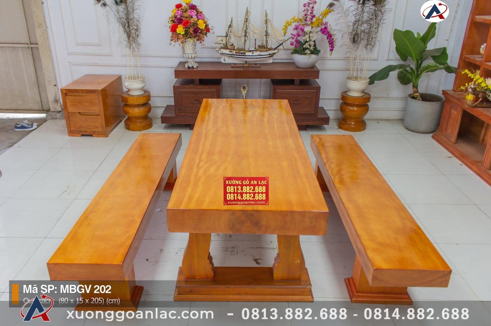 Bộ K3 nguyên khối 2 ghế băng gỗ gõ đỏ cao cấp (Chú Sâm, Thái Bình) 8 Bộ K3 nguyên khối gỗ gõ đỏ