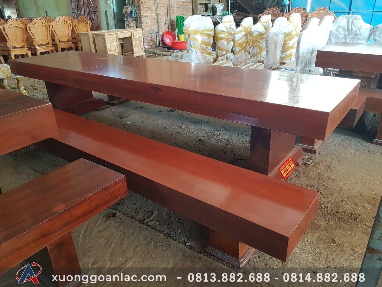 Bộ bàn ghế K3 nguyên khối gỗ hương đá (Chú Hưng - Tuyên Quang) 13 Bộ K3 nguyên khối gỗ hương (Chú Hưng - Tuyên Quang)