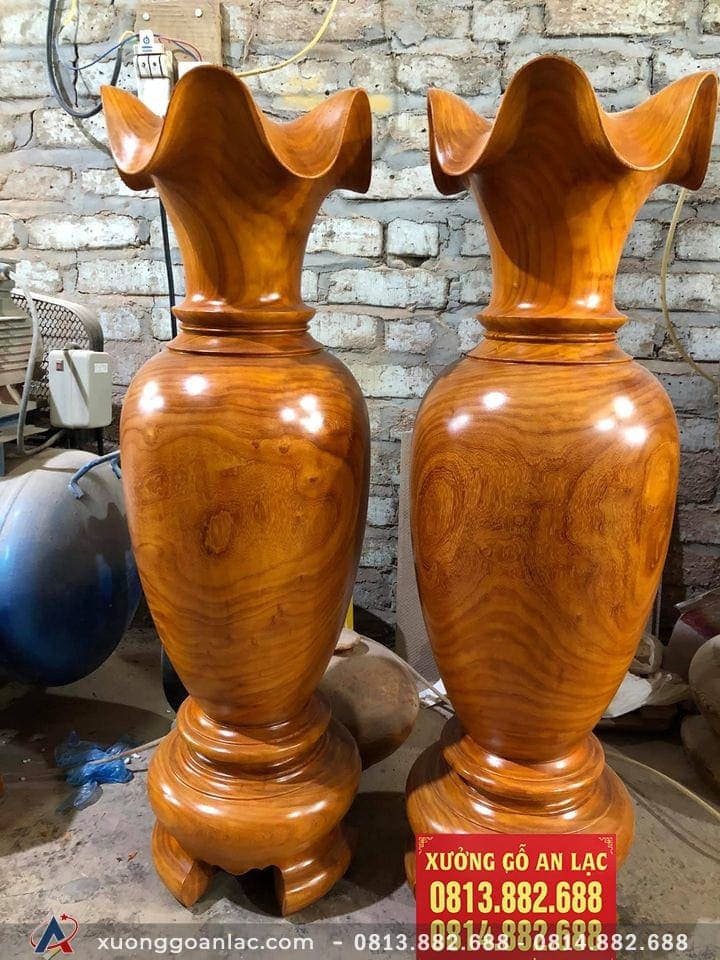 Cặp Lục bình gỗ Cẩm vàng 1m39 đường kính 48cm (chú Tiến - Thái Nguyên) 8 Cặp Lục bình 1m40 (Chú Tiến - Thái Nguyên)