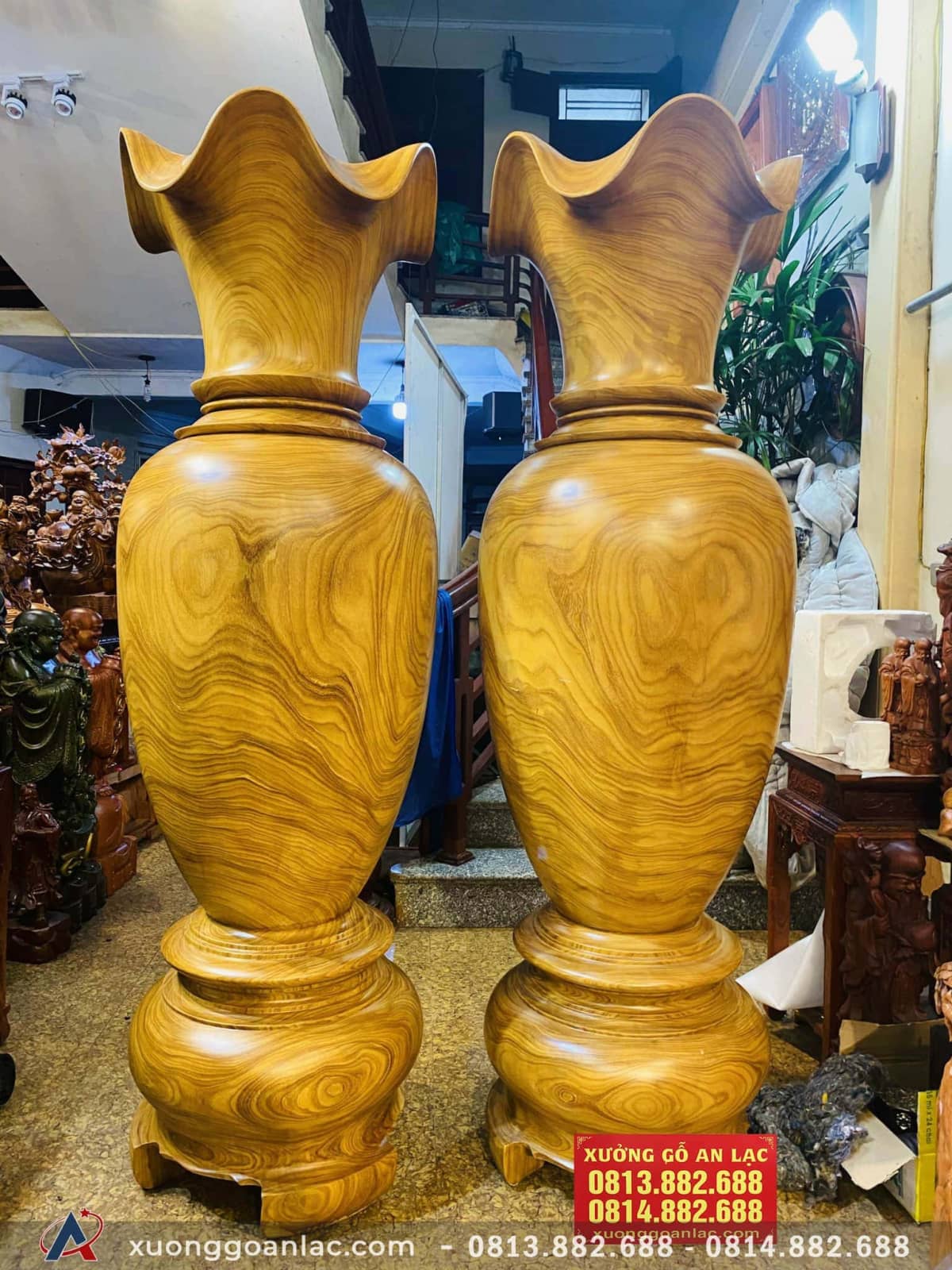 Đôi Lục bình gỗ cẩm vàng 2m đường kính 59cm (anh Dương - Hà Nội) 8 Đôi Lục bình gỗ cẩm vàng 2m (Anh Dương - Hà Nội)