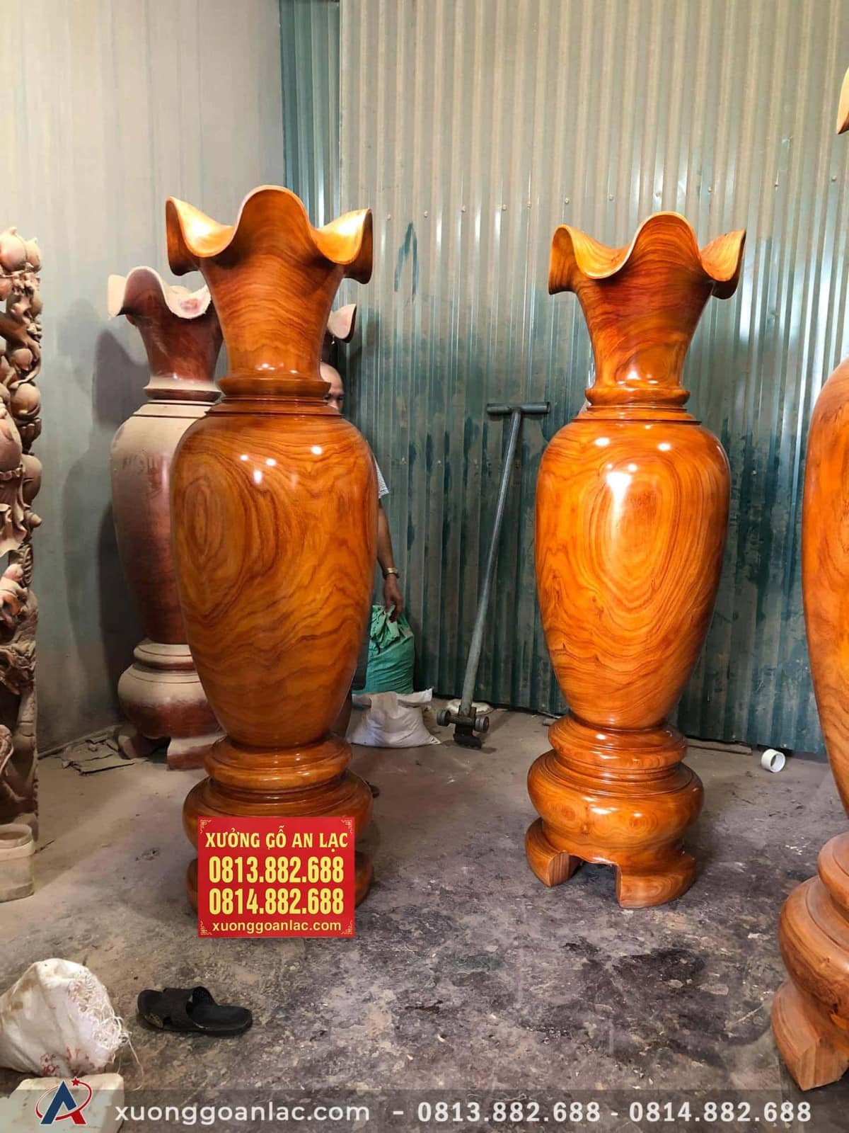 Đôi lục bình gỗ Hương đỏ 1m97 đường kính 59cm (anh Nam - Hòa Bình) 8 Đôi lục bình (Anh Nam - Hòa Bình)