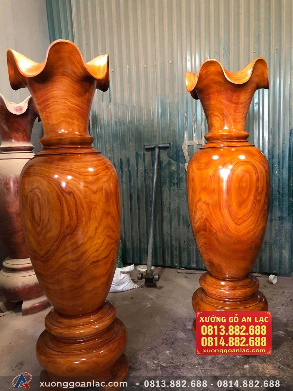 Đôi lục bình gỗ Hương đỏ 1m97 đường kính 59cm (anh Nam - Hòa Bình) 9 Đôi lục bình (Anh Nam - Hòa Bình)