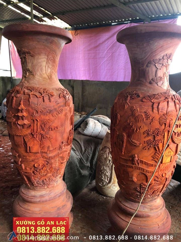 Lục bình gỗ hương đỏ đục tay 2m20 (Anh Quân - Hà Nội) 12 Lục bình 2m20 ( Anh Quân - Hà Nội)