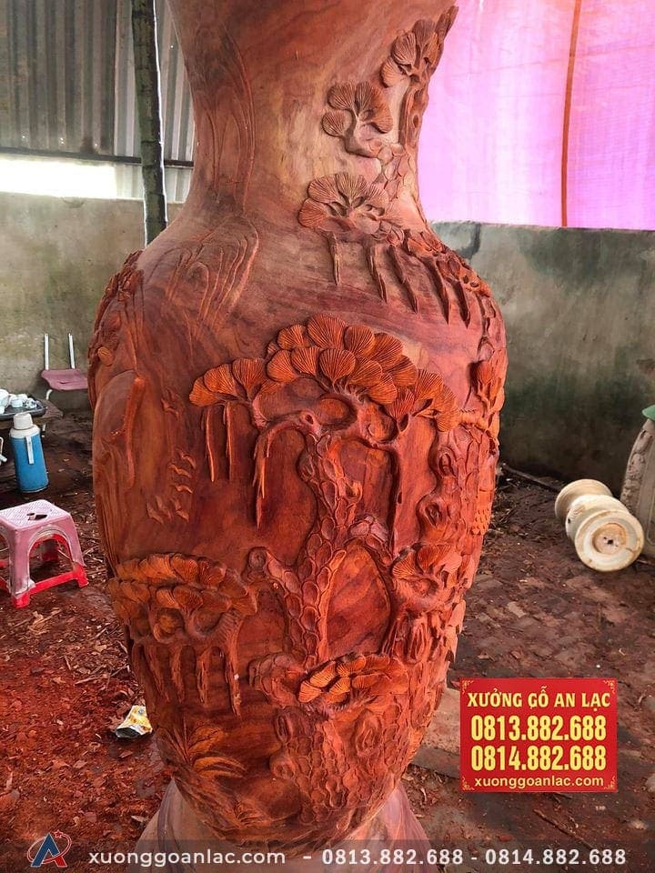 Lục bình gỗ hương đỏ đục tay 2m20 (Anh Quân - Hà Nội) 4 Lục bình 2m20 ( Anh Quân - Hà Nội)
