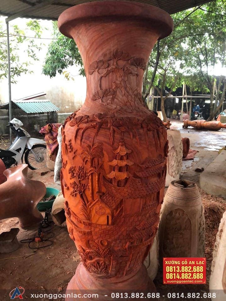 Lục bình gỗ hương đỏ đục tay 2m20 (Anh Quân - Hà Nội) 14 Lục bình 2m20 ( Anh Quân - Hà Nội)