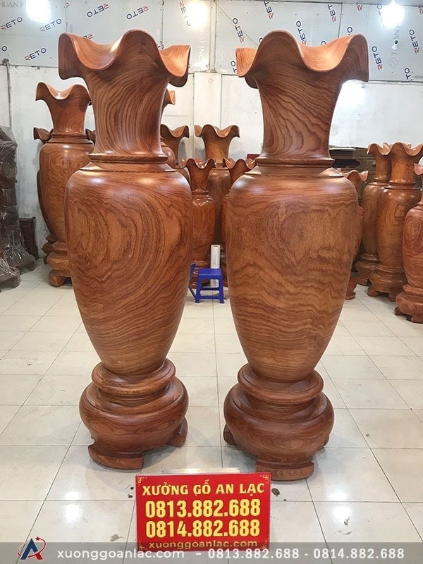 Đôi lục bình gỗ hương đỏ 1m97 đường kính 61cm (anh Tùng – Hải Dương)  6 Đôi lục bình gỗ hương đỏ cao 1m97, đường kính 61cm (anh Tùng – Hải Dương)